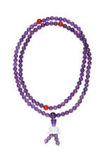 Amethyst mala w/lotus, 6 mm