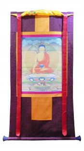 Assorted Sakyamuni Buddha thanka with brocade