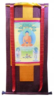 Assorted Three Western Sages thanka with brocade