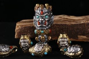 Sterling Silver. Mahakala gurubead accessory