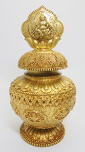 Brass Treasure empty vase w/stone Zambala