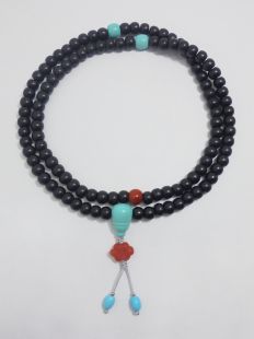 Ebony w-turquoise mala 8mm