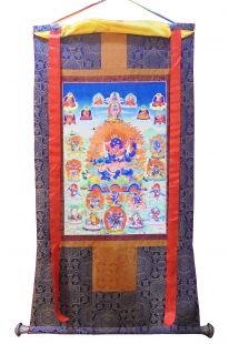 Assorted Mahakala thanka with brocade