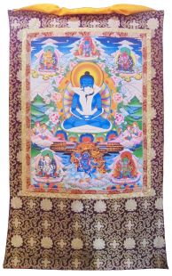 Assorted Samantabhadrd ThaSamPri thanka with brocade