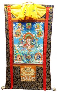 Assorted Five Zambala thanka with brocade