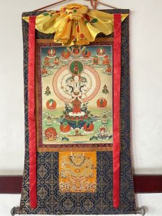 Assorted Thousand arms Kuan Yin thanka with brocade