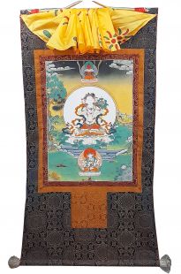 Assorted White Tara thanka with brocade